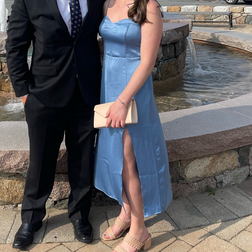 Abercrombie satin high slit midi dress